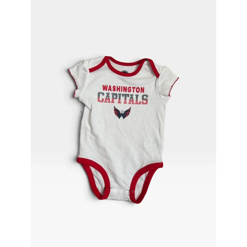 NHL Washington Capitals Infant Girls 3-Piece Bodysuit Set Navy Red White 12M NEW